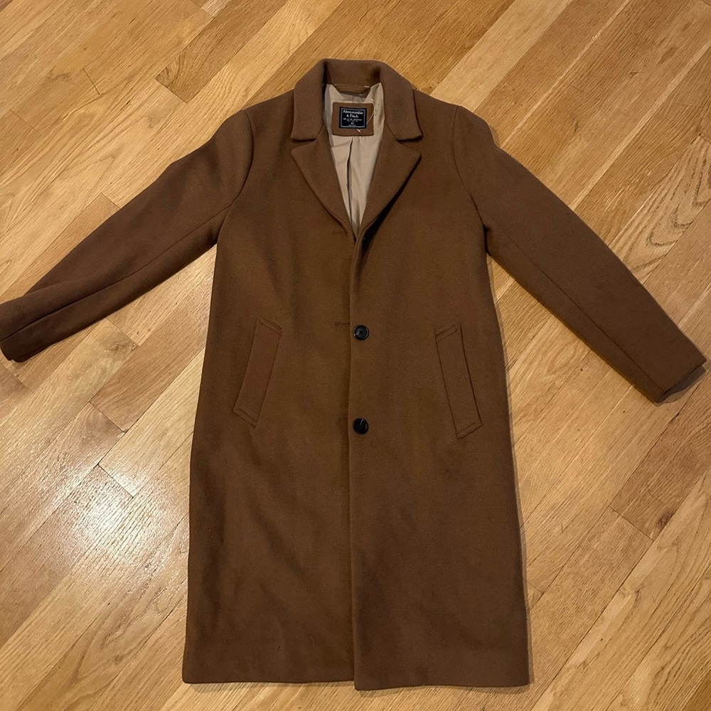 Abercrombie & Fitch Brown Camel Wool Blend Coat
